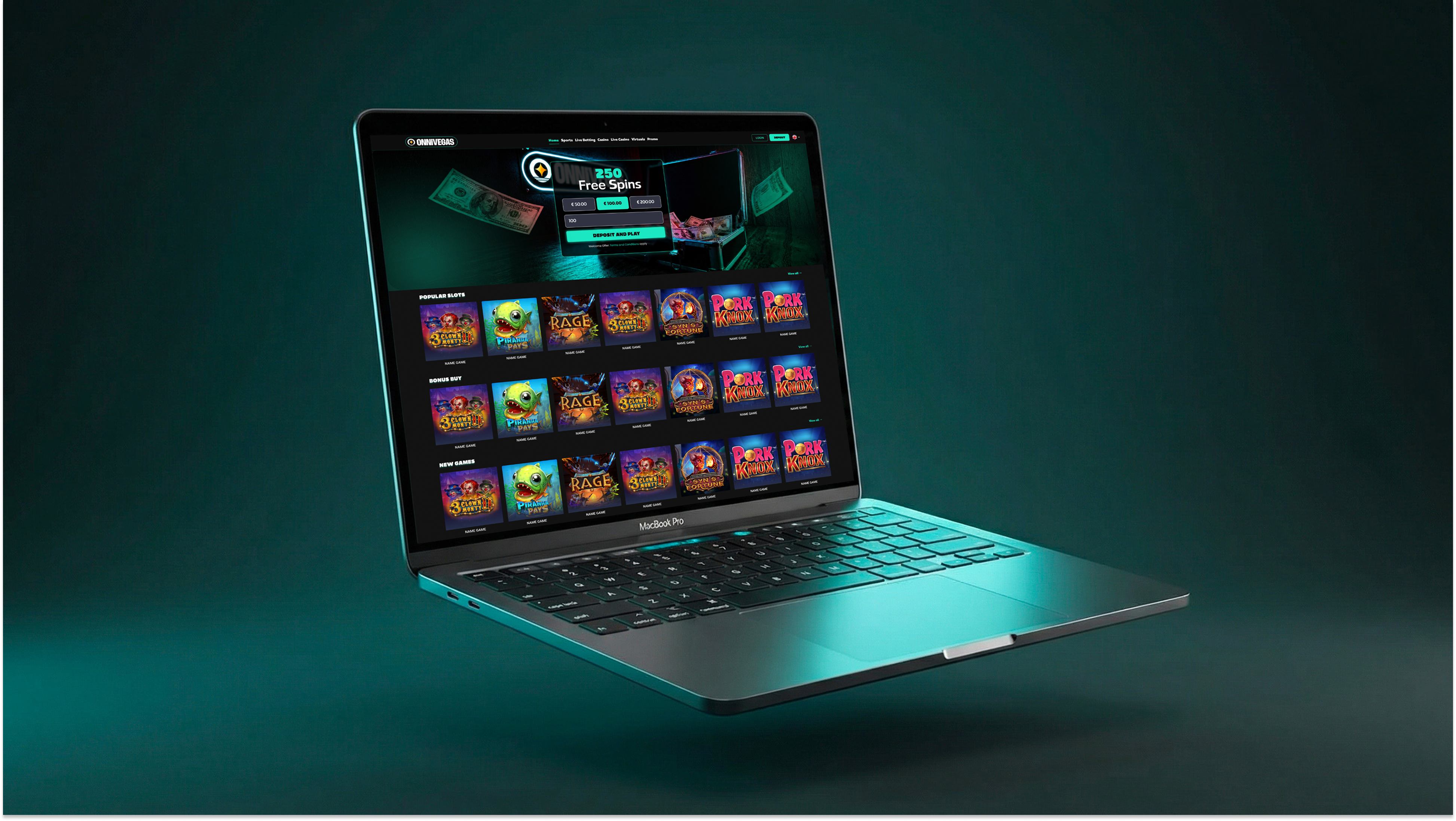 Onnivegas desktop — casino lobby