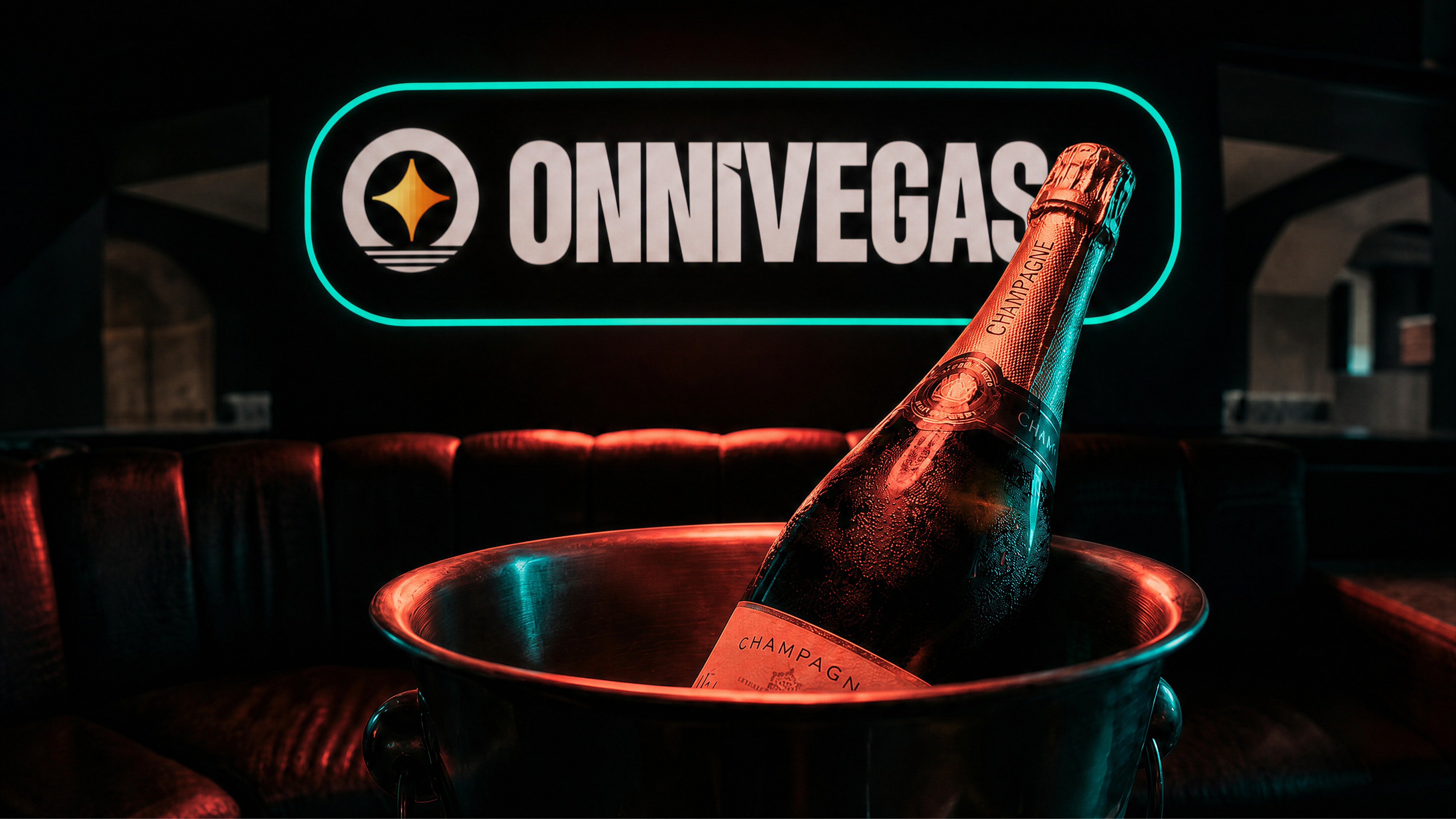 VIP mood — champagne in bucket under neon sign